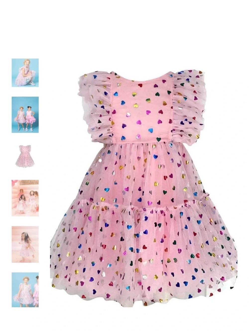 NWT! Lola + The Boys Pink Heart Confetti Dress. Size 8